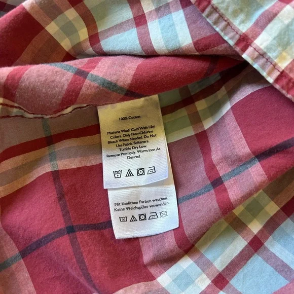 Men’s Eddie Bauer Classic Fit Red Plaid Classic Fit Button Up Shirt Size Large - Picture 8 of 11
